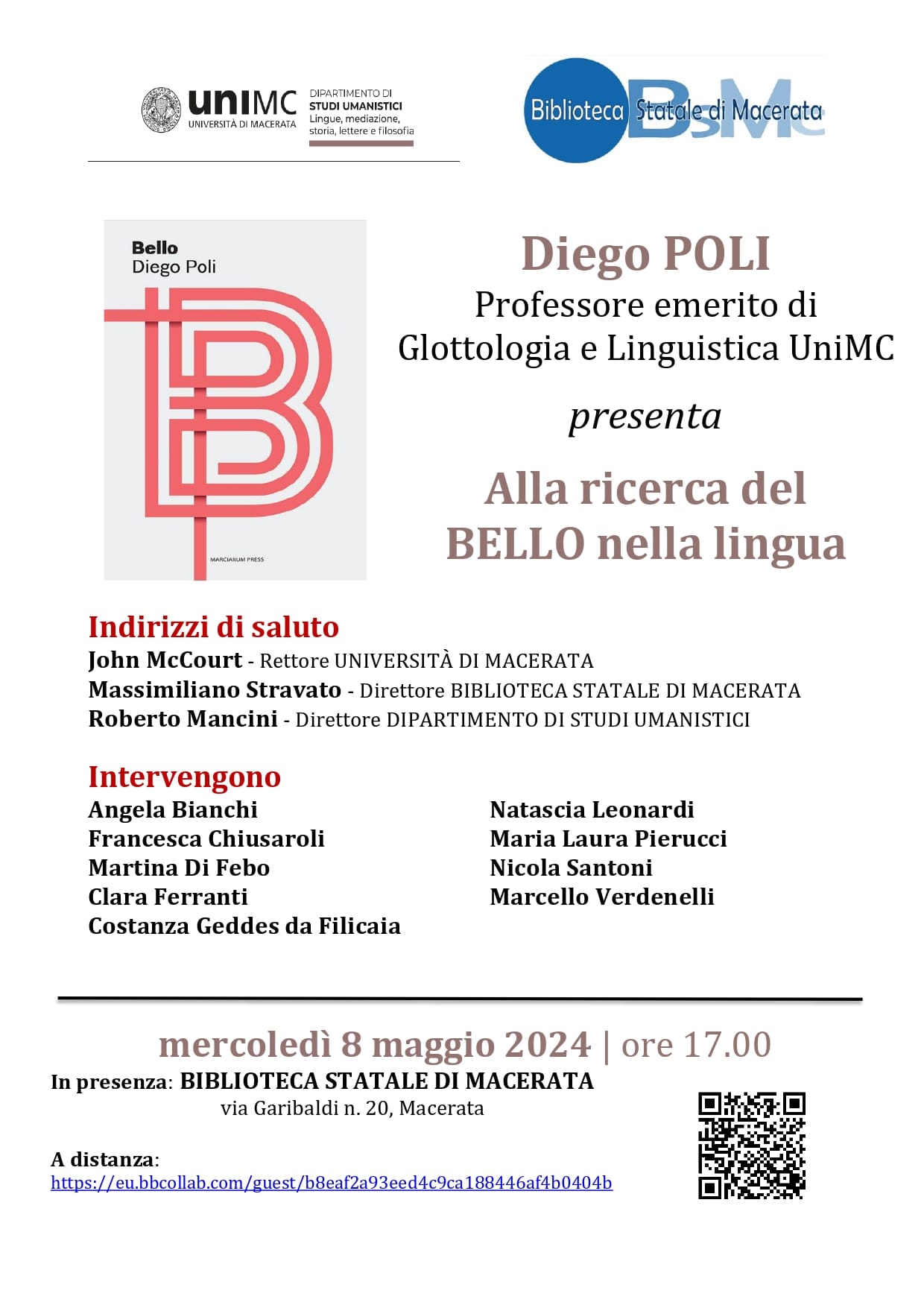 Alla ricerca del BELLO nella lingua. Presentazione del volume Bello di Diego Poli