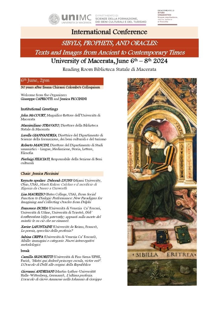 locandina evento international conference sybyls,prophets and oracles