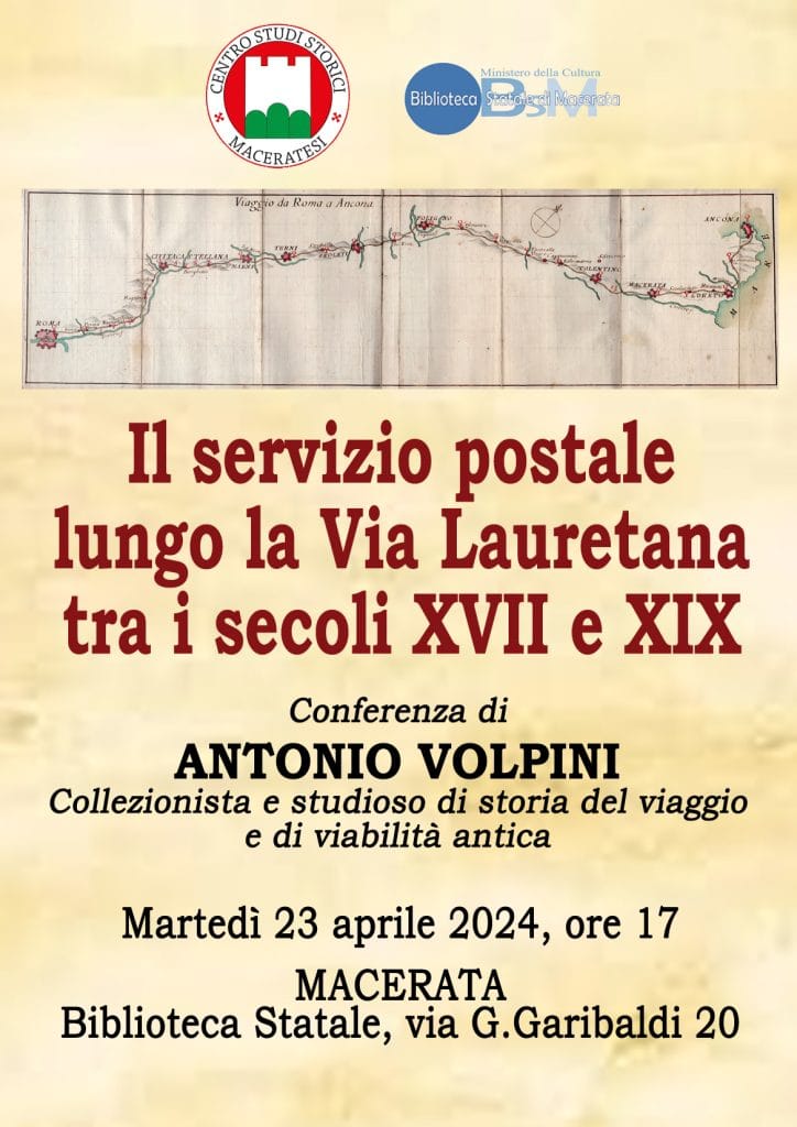 locandina evento il servizio postale lungo la via lauretana tra i secoli xvii e xix