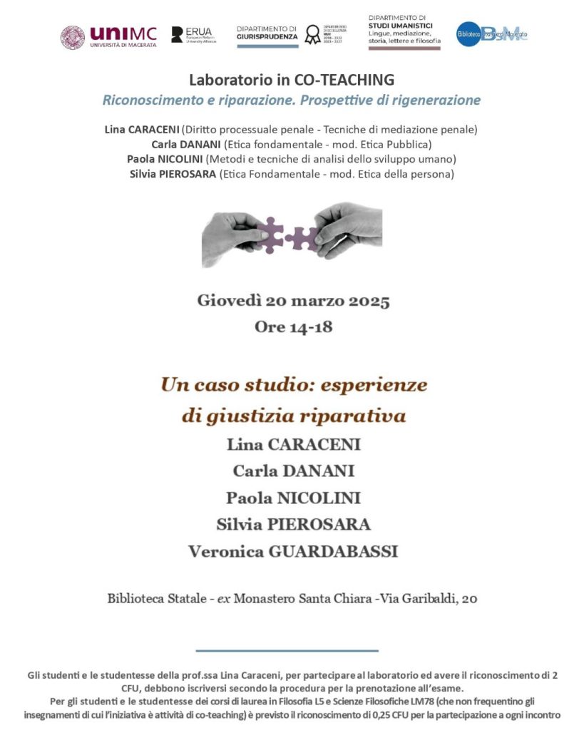 locandina evento riconoscimento e riparazione prospettive di rigenerazione