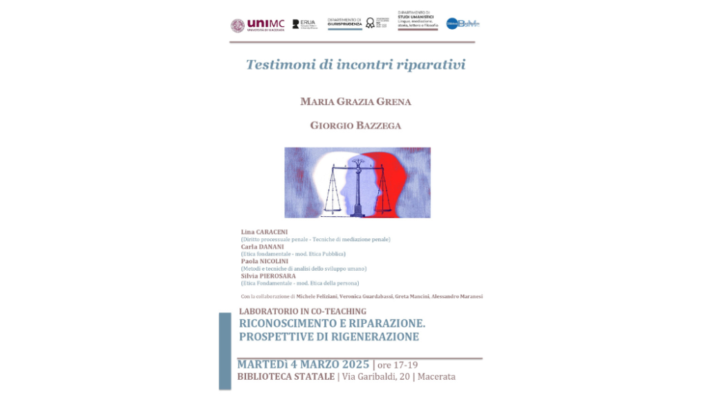 locandina evento testimoni di incontri riparativi