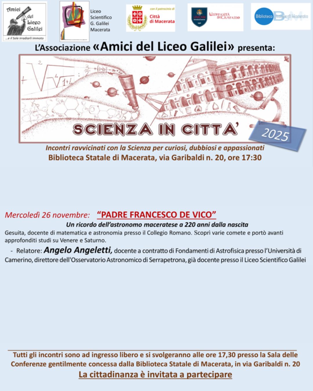 Scienza in città - "PADRE FRANCESCO DE VICO"