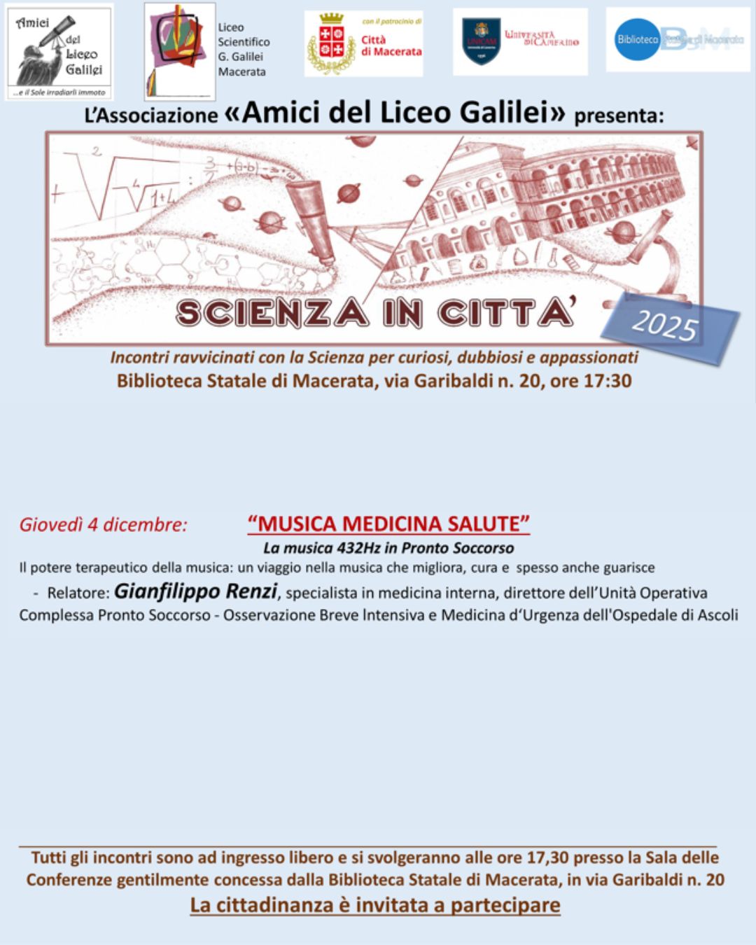 Scienza in città - "MUSICA MEDICINA SALUTE"
