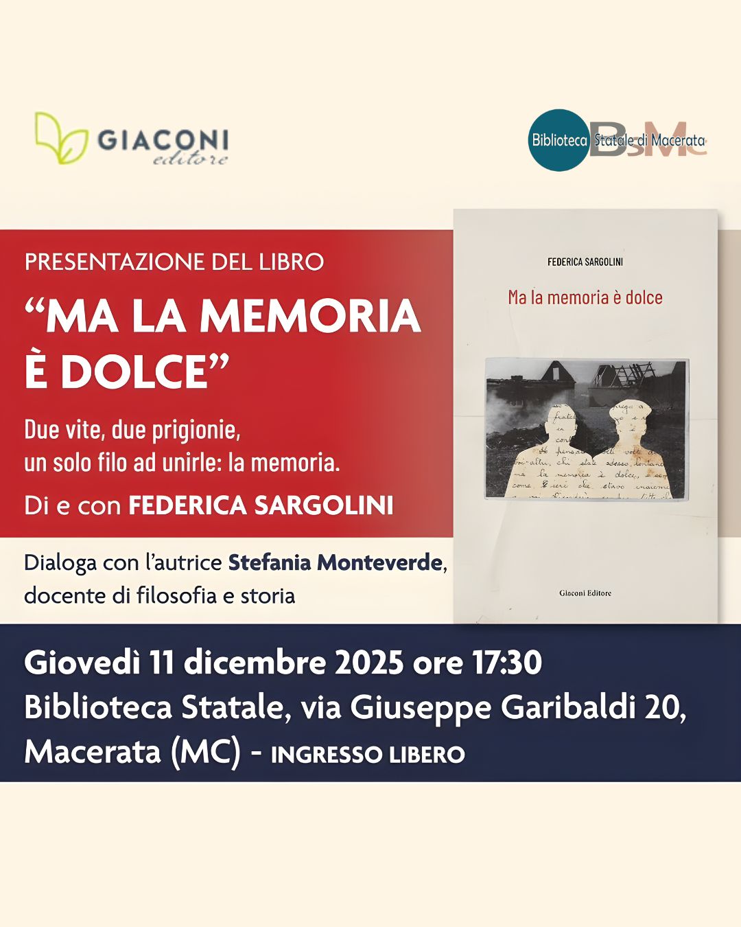 Presentazione del libro "Ma la memoria è dolce"