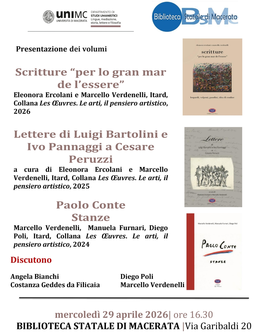 Presentazione dei volumi: Scritture “per lo gran mar de l’essere”;