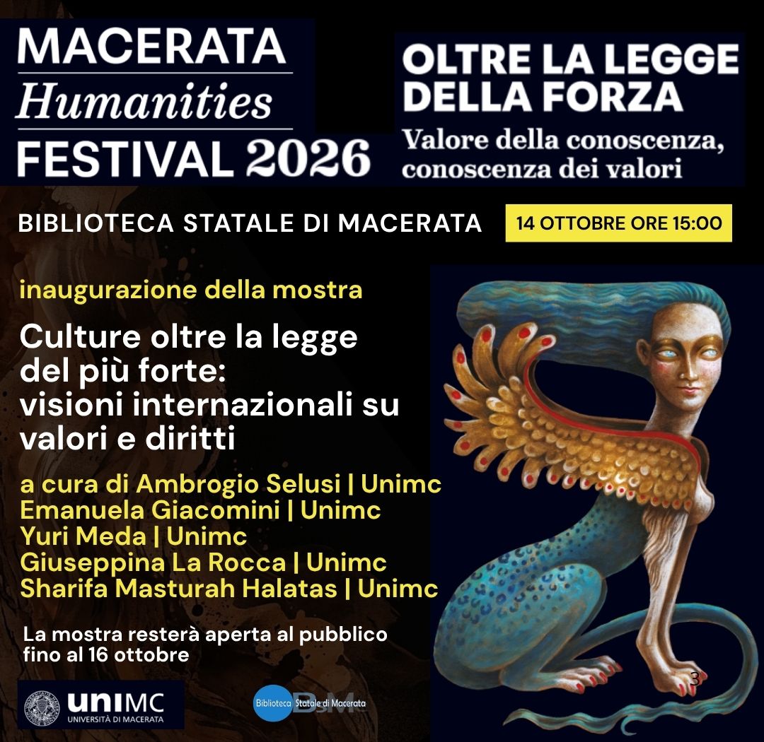 Macerata Humanities Festival 2026 - Culture oltre la legge del più forte: visioni internazionali su valori e diritti Cultures Beyond the Law of the Strongest